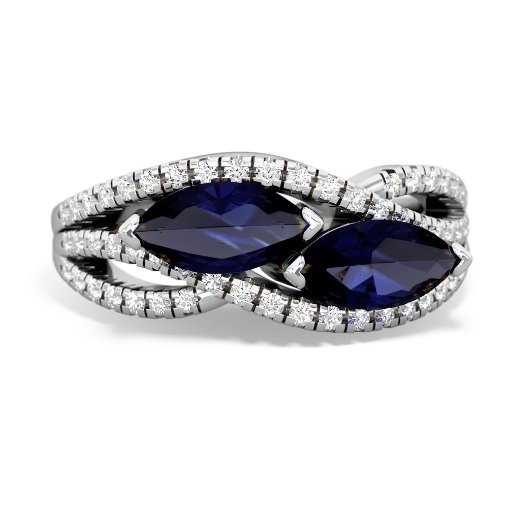 Sapphire Diamond Rivers 14K White Gold ring R3070