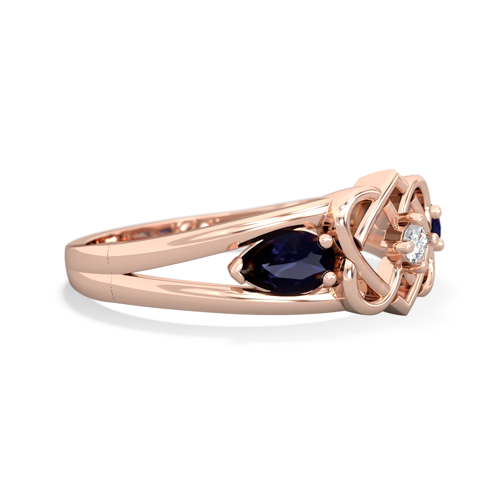 Sapphire Hearts Intertwined 14K Rose Gold ring R5880