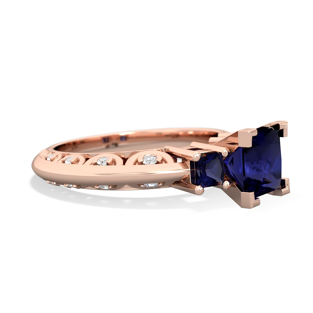 Lab Sapphire Eternal Embrace Engagement 14K Rose Gold ring C2001