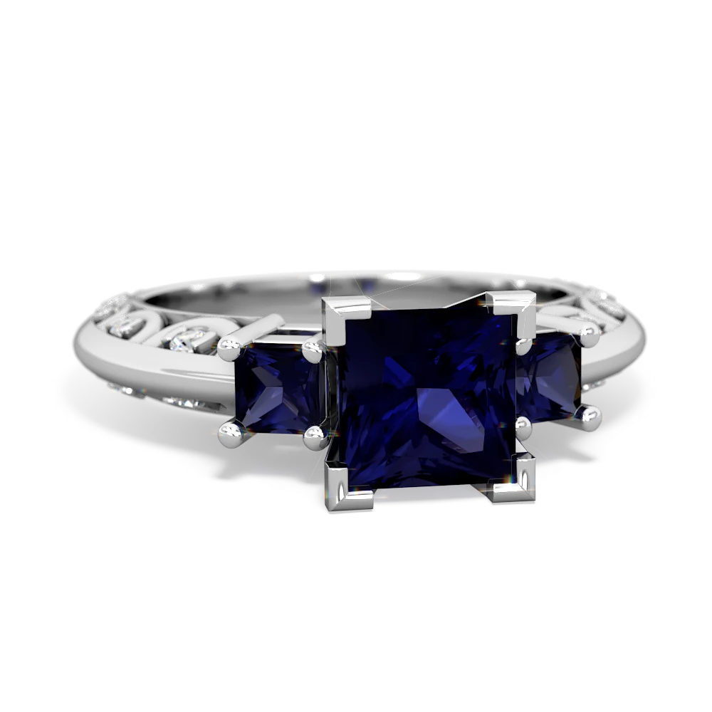 Lab Sapphire Eternal Embrace Engagement 14K White Gold ring C2001