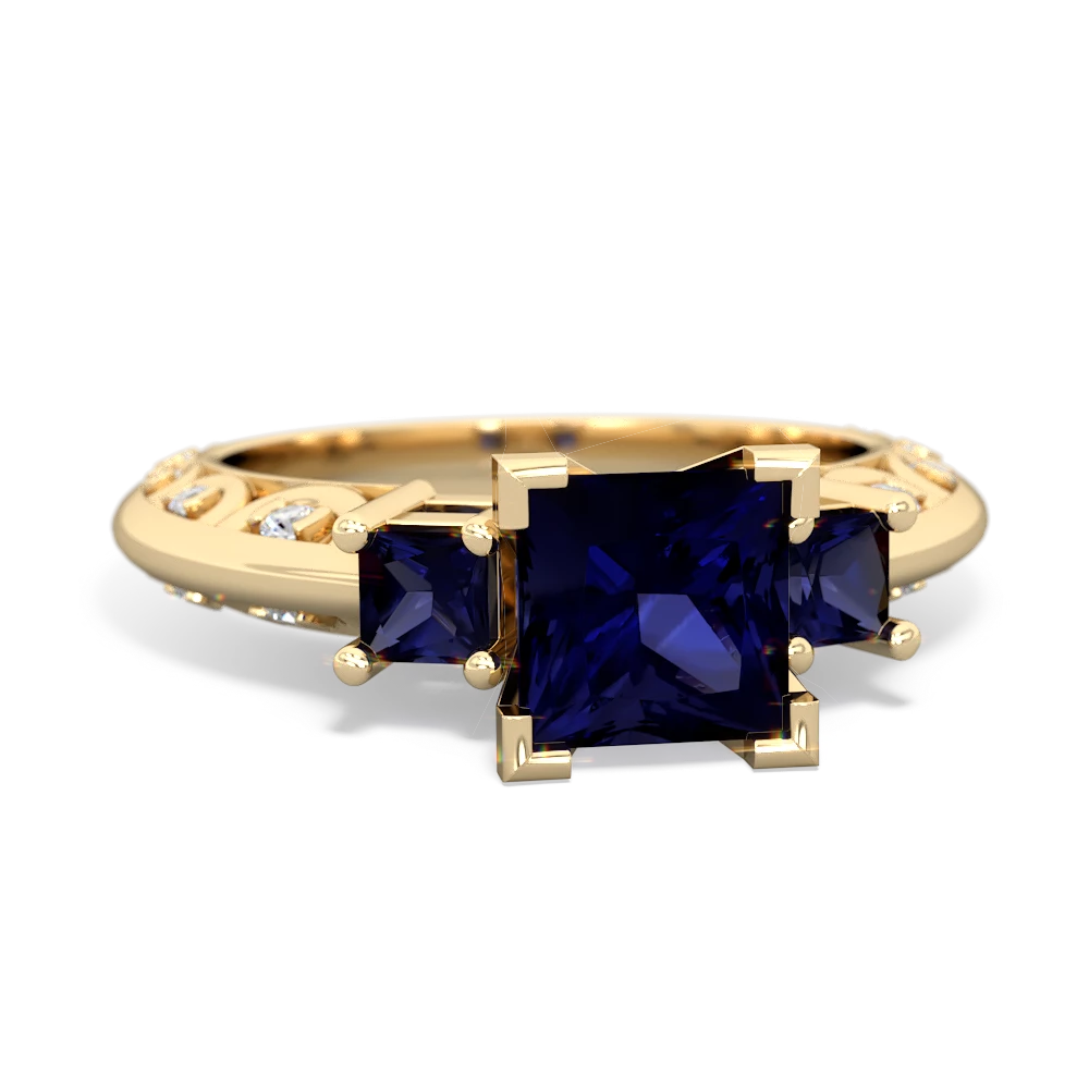 Lab Sapphire Eternal Embrace Engagement 14K Yellow Gold ring C2001