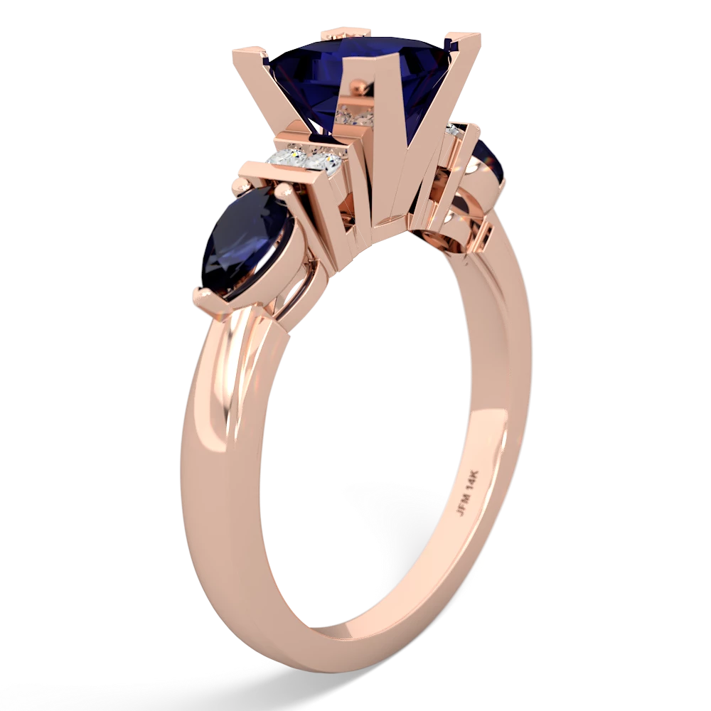 Lab Ruby 6Mm Princess Eternal Embrace Engagement 14K Rose Gold ring C2002