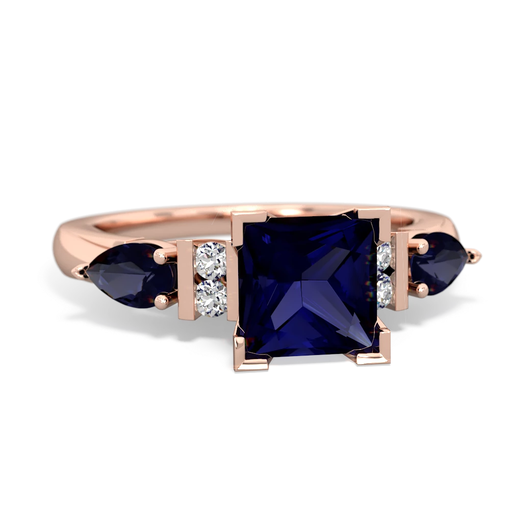 Lab Ruby 6Mm Princess Eternal Embrace Engagement 14K Rose Gold ring C2002