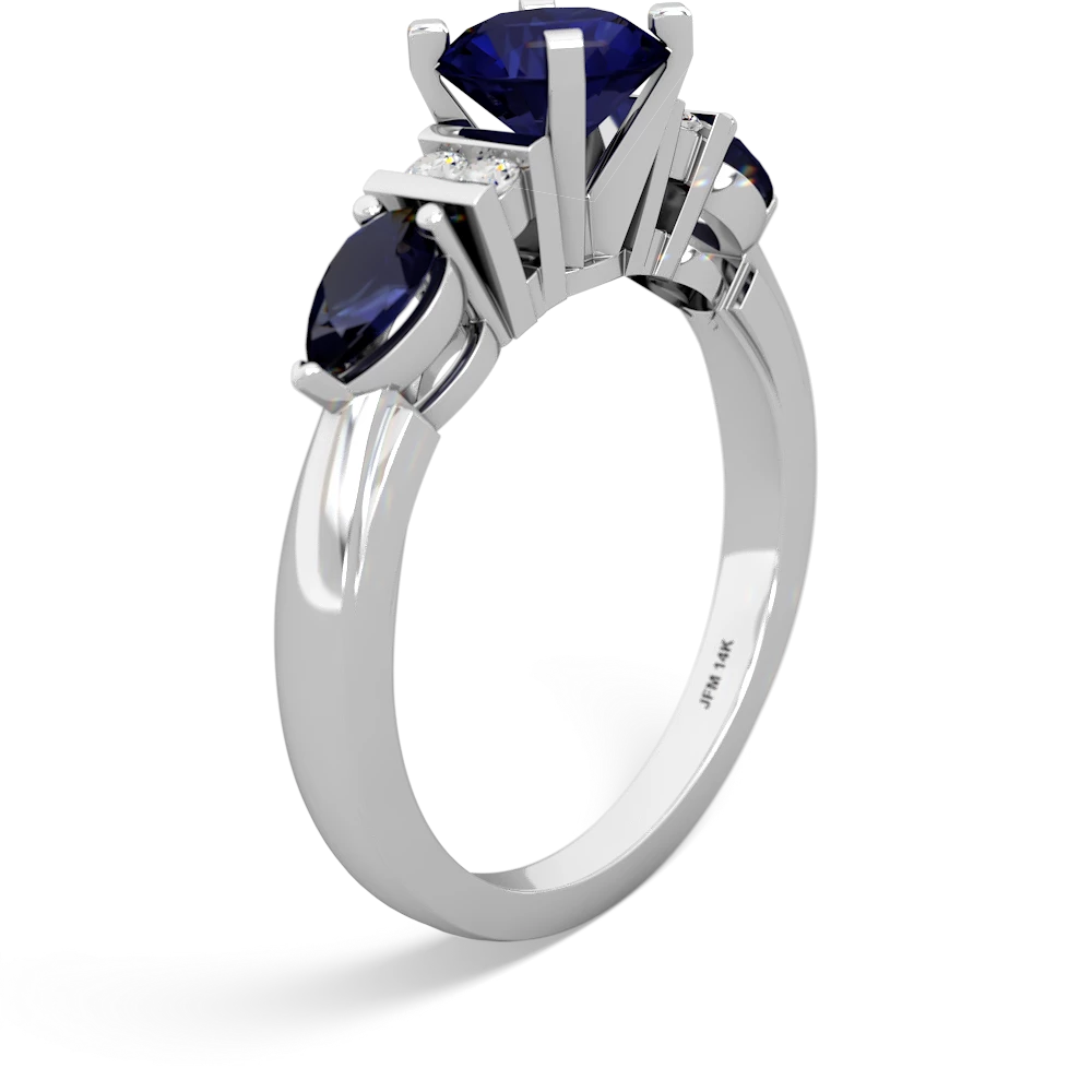 Lab Sapphire 6Mm Round Eternal Embrace Engagement 14K White Gold ring R2005