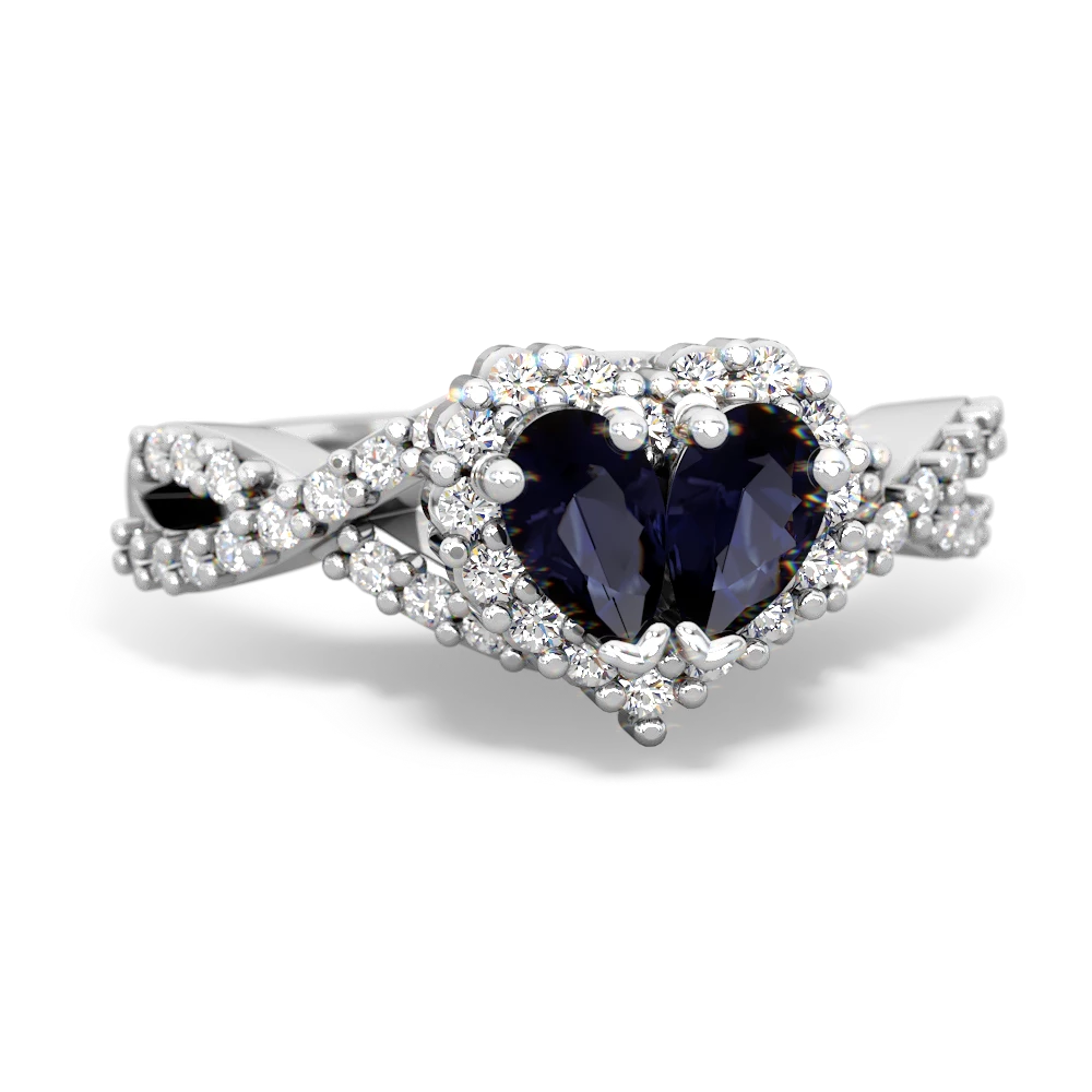 Sapphire Diamond Twist 'One Heart' 14K White Gold ring R2640HRT