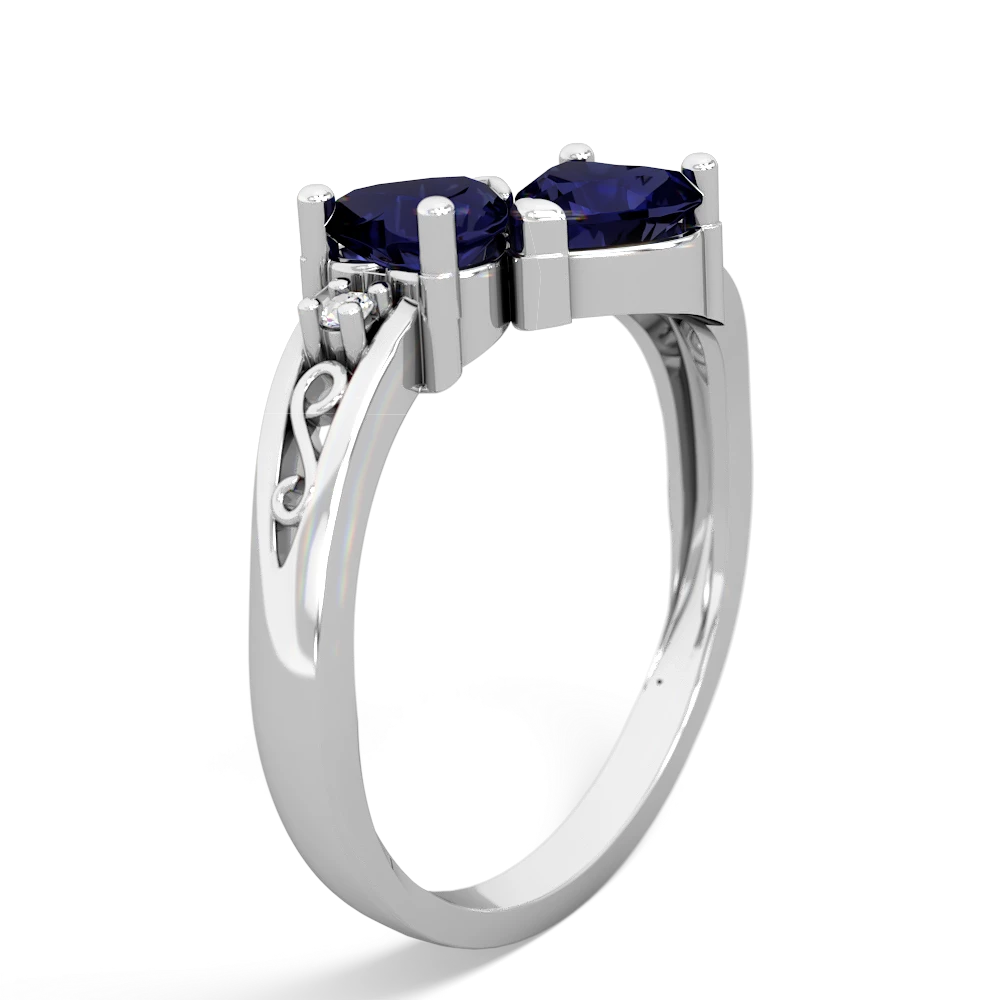 Sapphire Snuggling Hearts 14K White Gold ring R2178