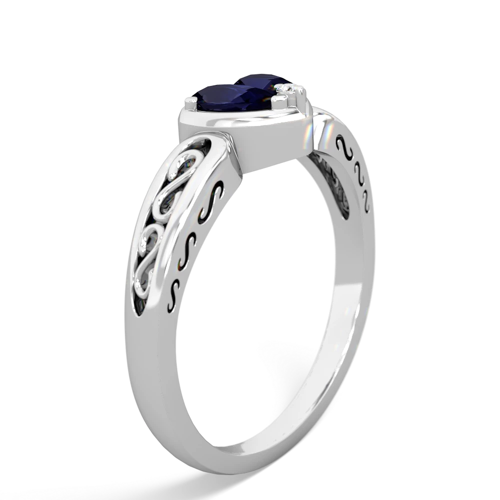 Sapphire Filligree 'One Heart' 14K White Gold ring R5070