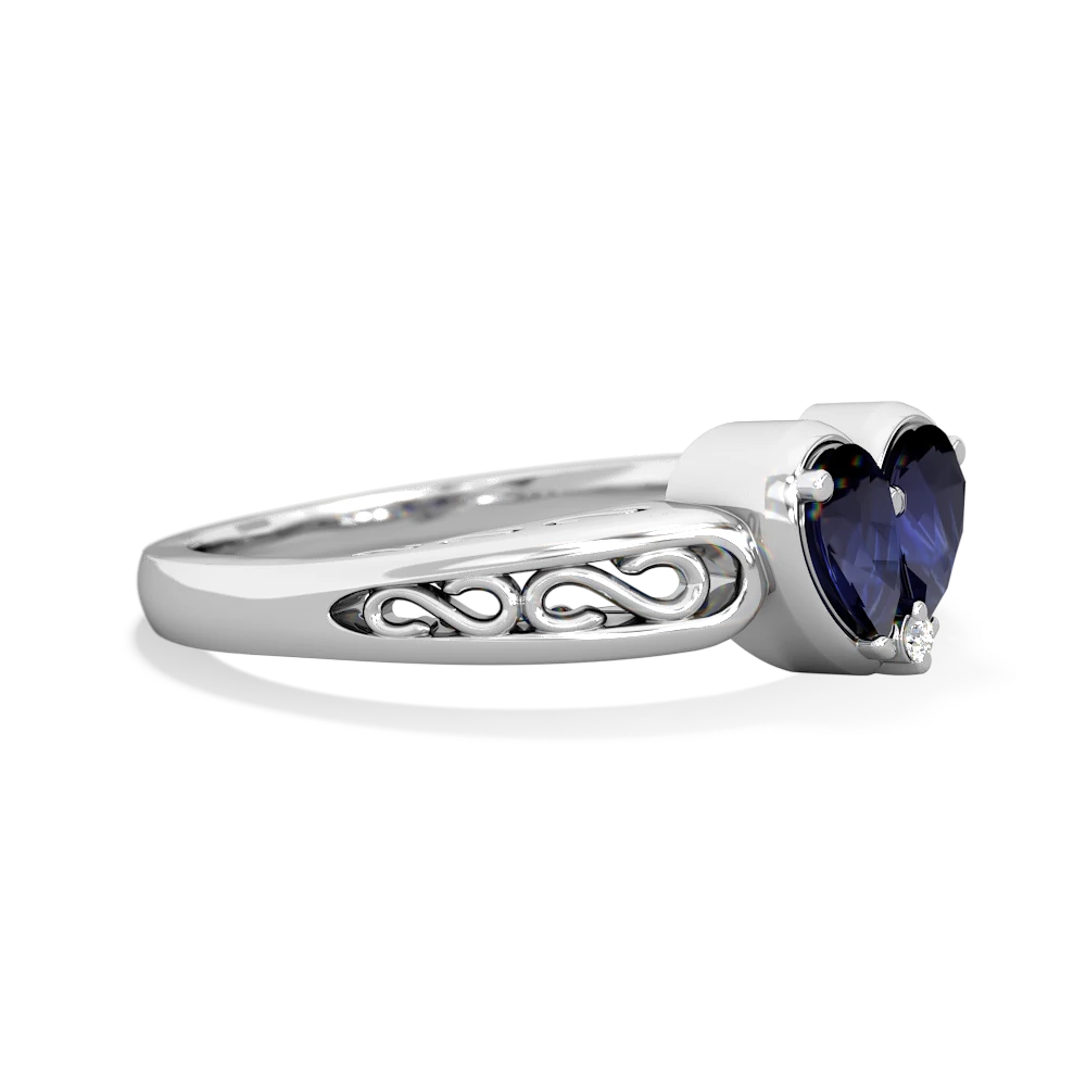 Sapphire Filligree 'One Heart' 14K White Gold ring R5070