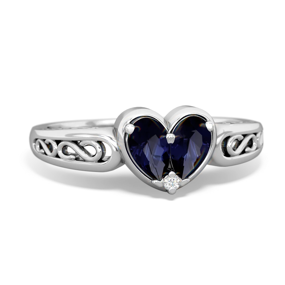 Sapphire Filligree 'One Heart' 14K White Gold ring R5070