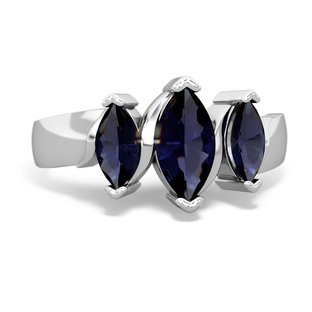 Amethyst Three Peeks 14K White Gold ring R2433