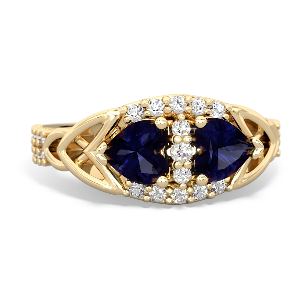 Sapphire Sparkling Celtic Knot 14K Yellow Gold ring R2645