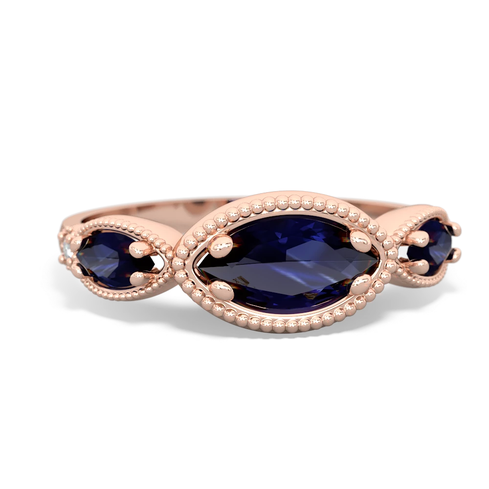 Blue Topaz Milgrain Marquise 14K Rose Gold ring R5700