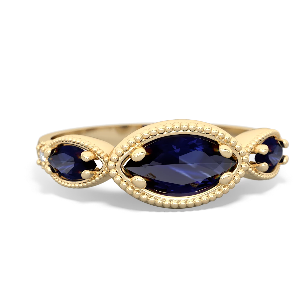 Sapphire Milgrain Marquise 14K Yellow Gold ring R5700