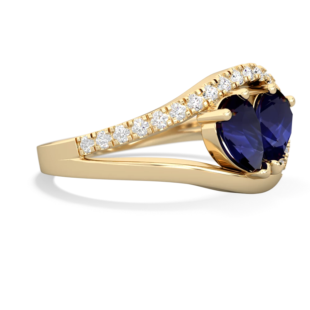 Sapphire Nestled Heart Keepsake 14K Yellow Gold ring R5650