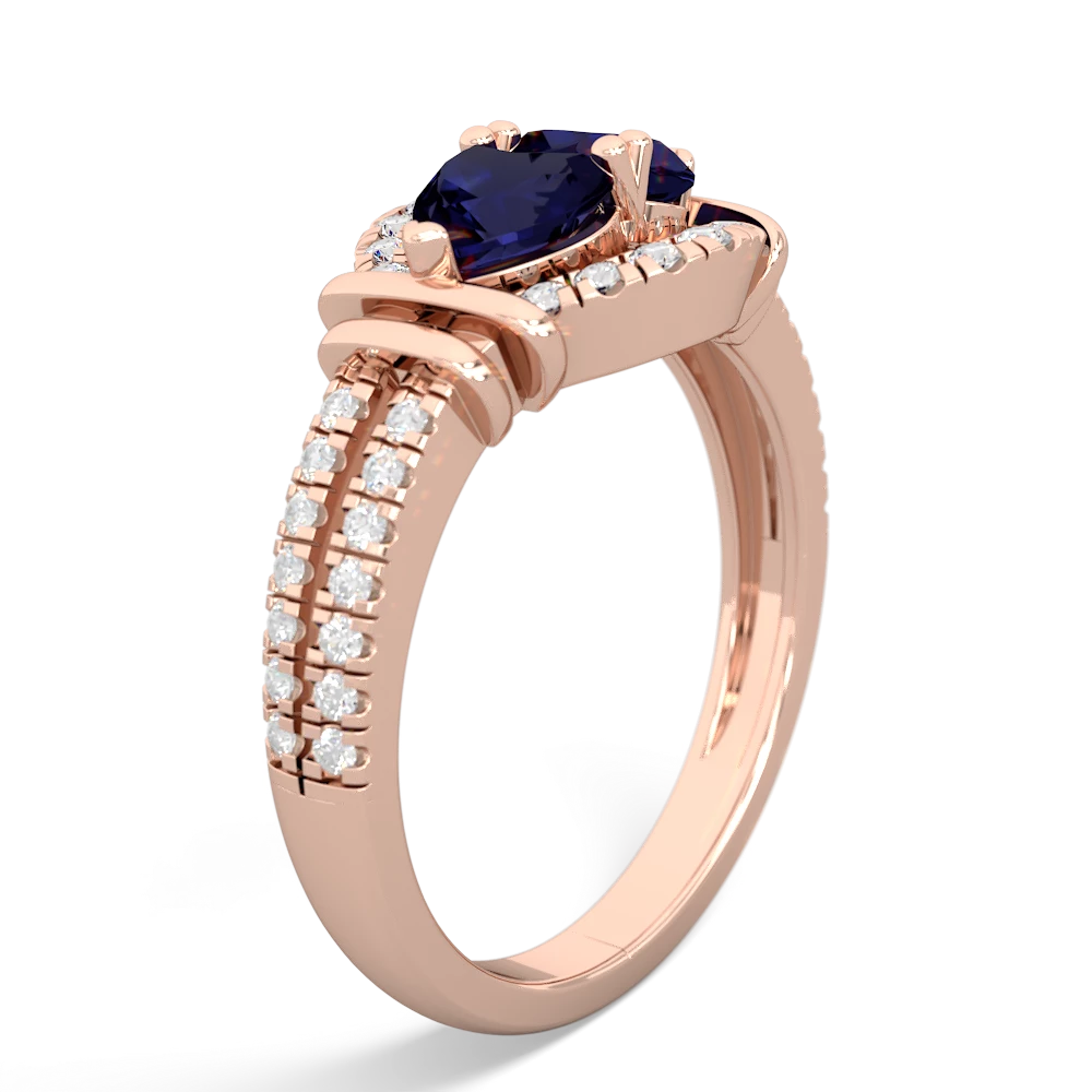 Sapphire Art-Deco Keepsake 14K Rose Gold ring R5630