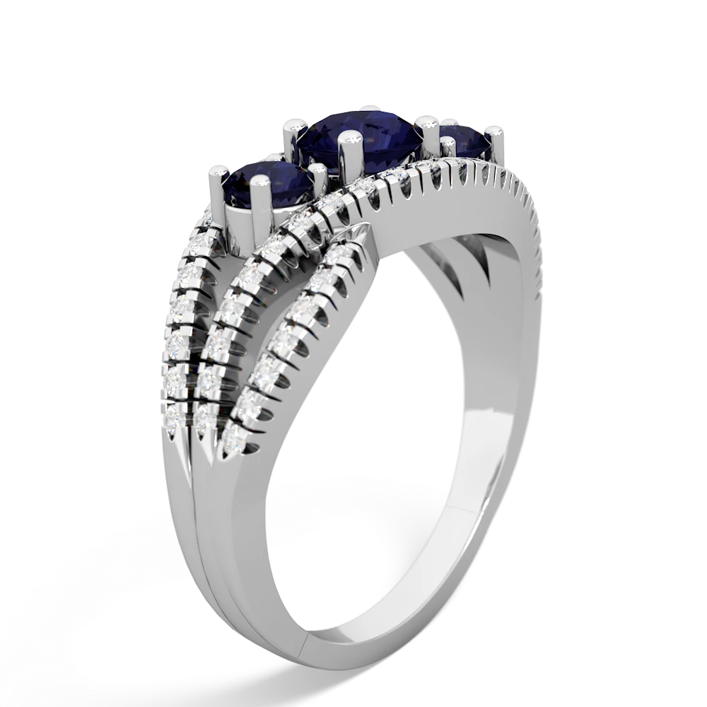 Sapphire Three Stone Aurora 14K White Gold ring R3080