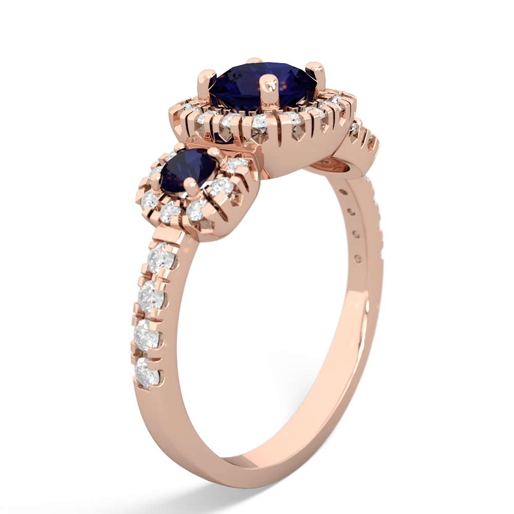 Blue Topaz Regal Halo 14K Rose Gold ring R5350