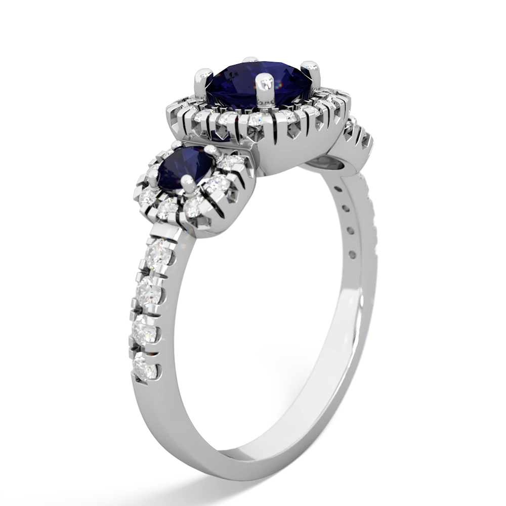 Lab Sapphire Regal Halo 14K White Gold ring R5350