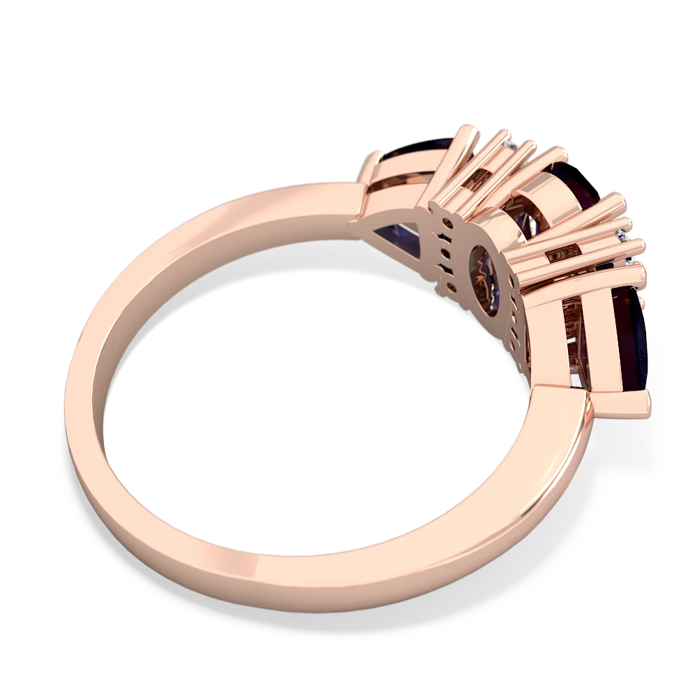 Onyx Antique Style Three Stone 14K Rose Gold ring R2186