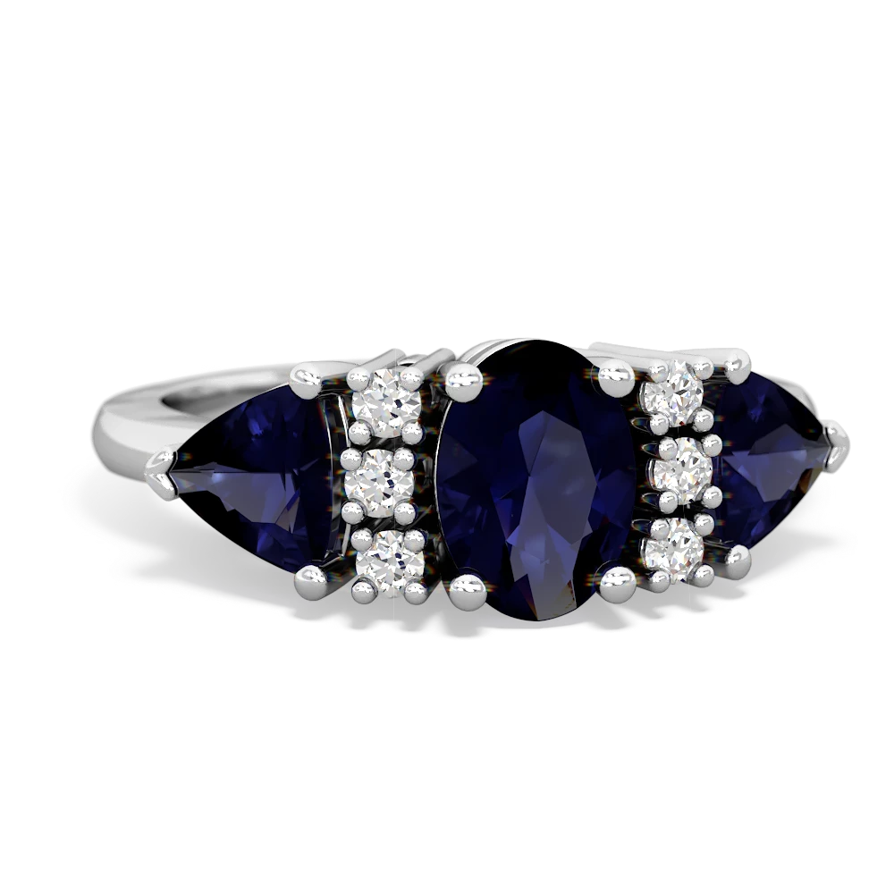 Tanzanite Antique Style Three Stone 14K White Gold ring R2186