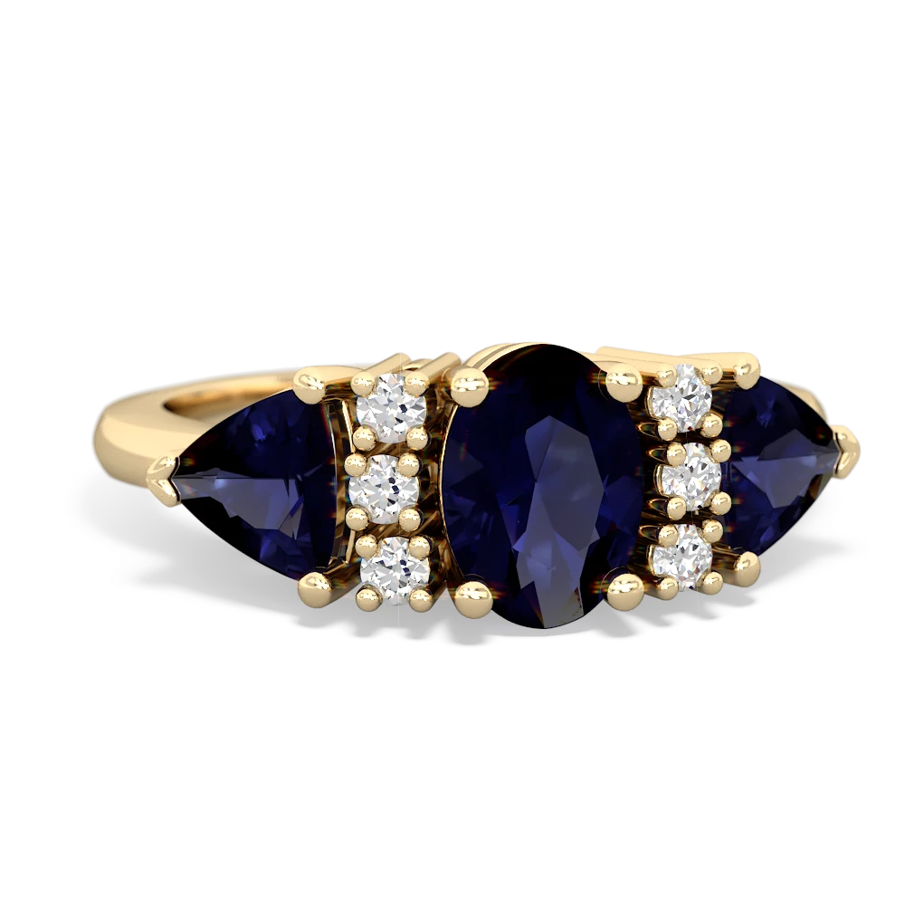 Blue Topaz Antique Style Three Stone 14K Yellow Gold ring R2186
