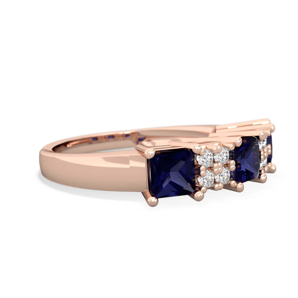 Alexandrite Three Stone Diamond Cluster 14K Rose Gold ring R2592