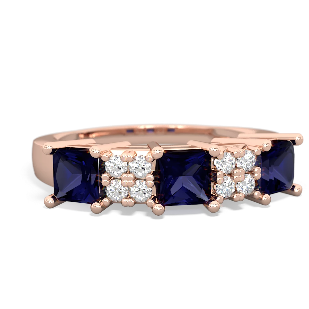 Alexandrite Three Stone Diamond Cluster 14K Rose Gold ring R2592