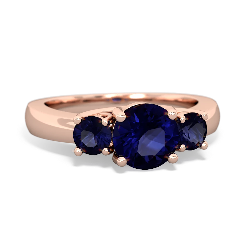 Ruby Three Stone Round Trellis 14K Rose Gold ring R4018