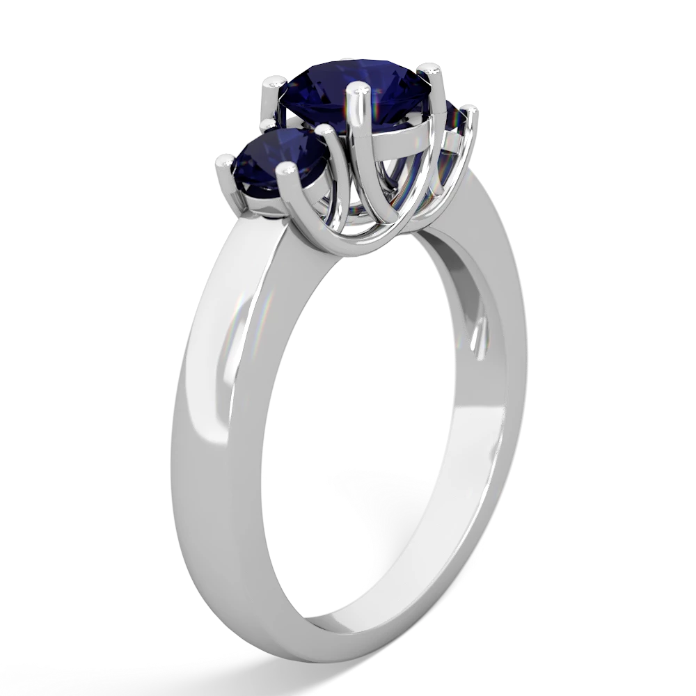 Amethyst Three Stone Round Trellis 14K White Gold ring R4018