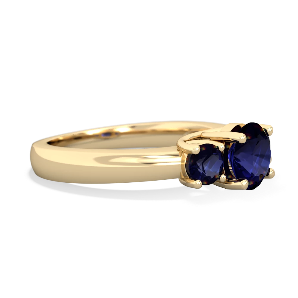 Tanzanite Three Stone Round Trellis 14K Yellow Gold ring R4018