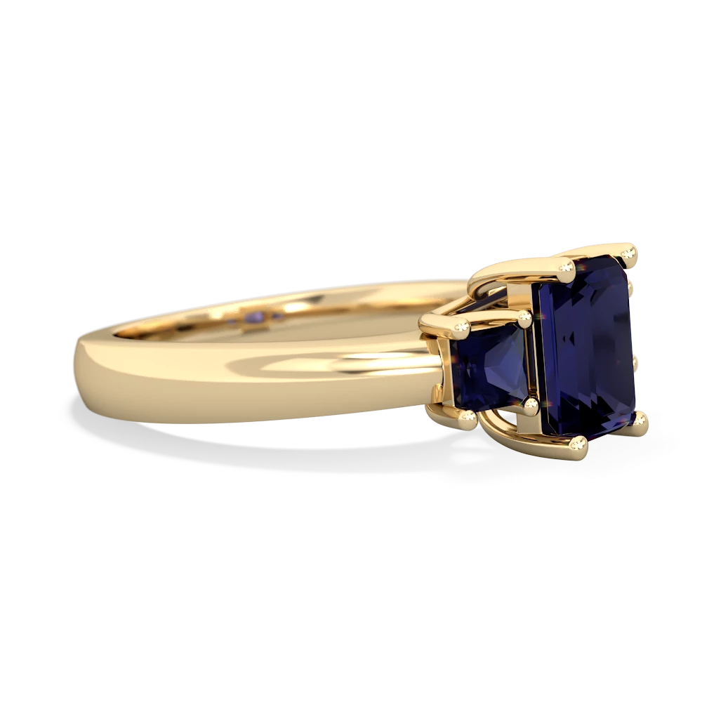 London Topaz Three Stone Emerald-Cut Trellis 14K Yellow Gold ring R4021