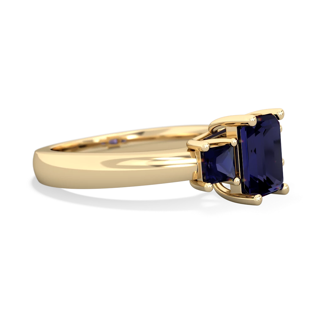 Alexandrite Three Stone Emerald-Cut Trellis 14K Yellow Gold ring R4021