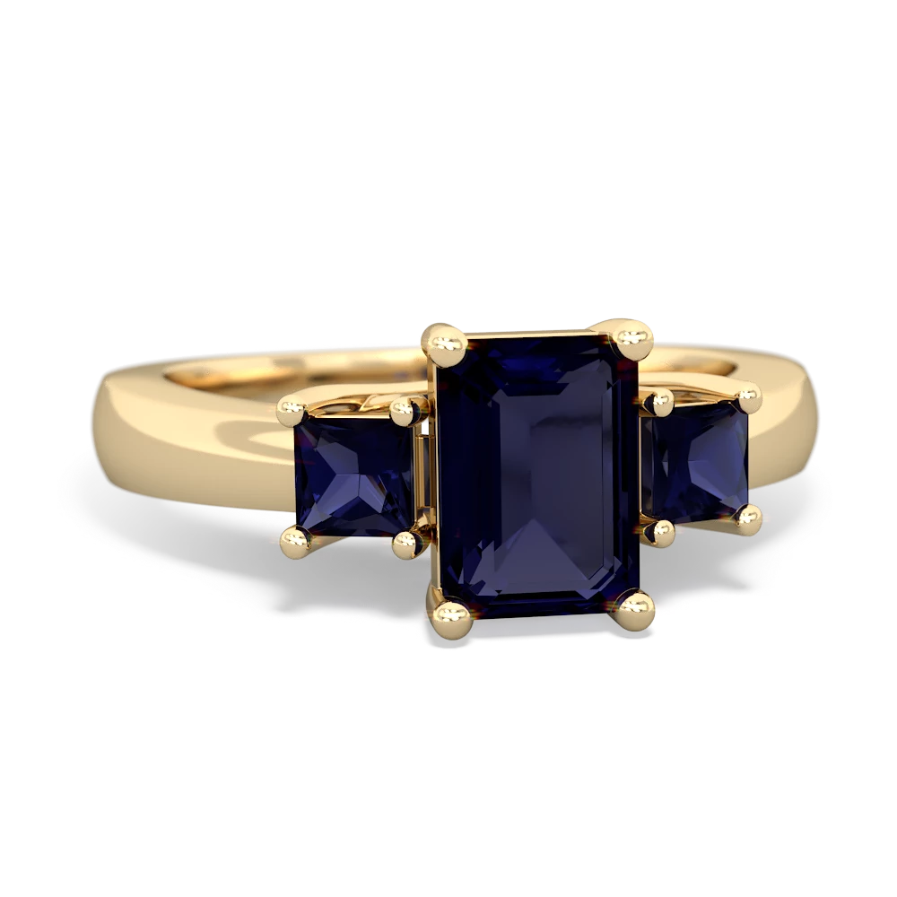 Alexandrite Three Stone Emerald-Cut Trellis 14K Yellow Gold ring R4021