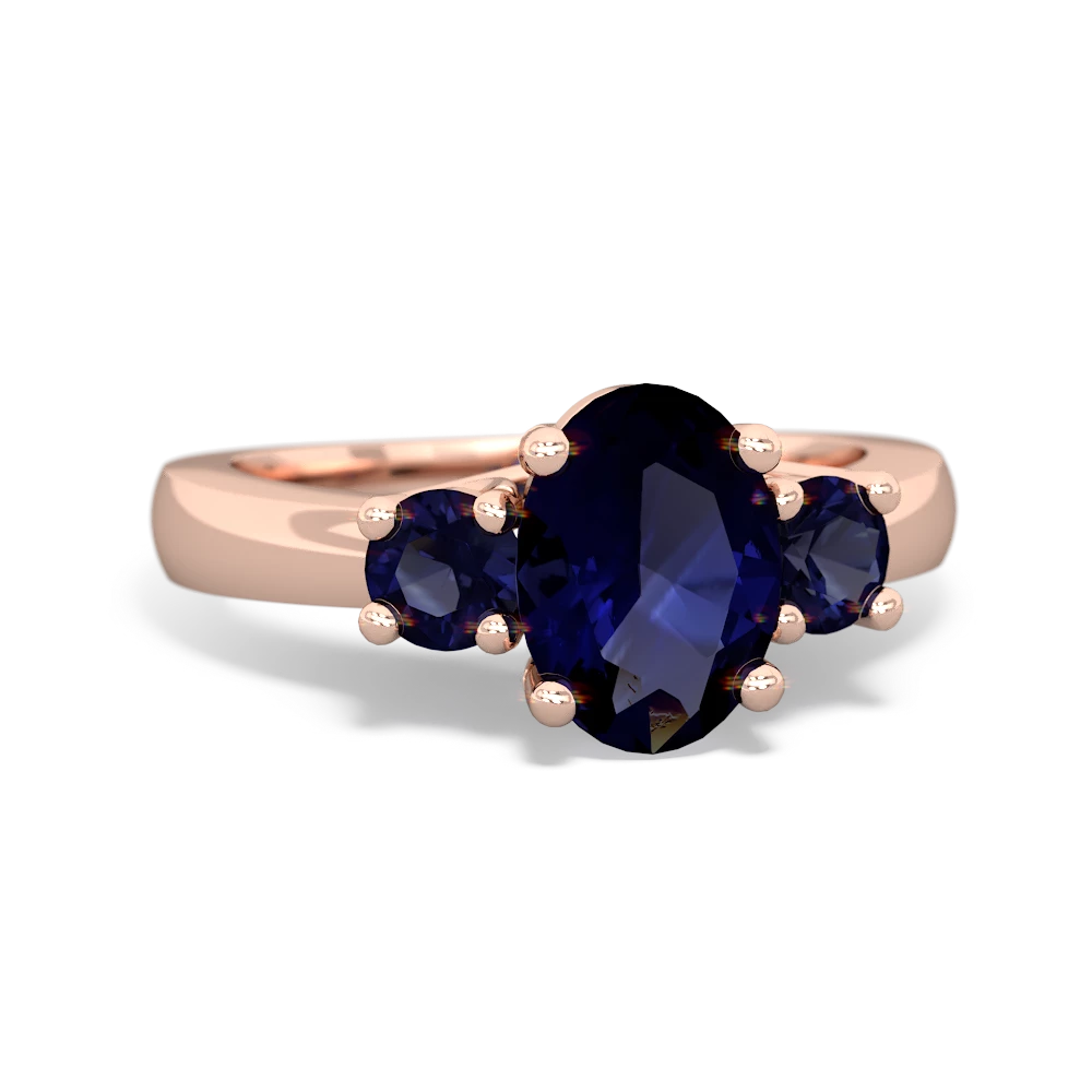 Sapphire Three Stone Oval Trellis 14K Rose Gold ring R4024