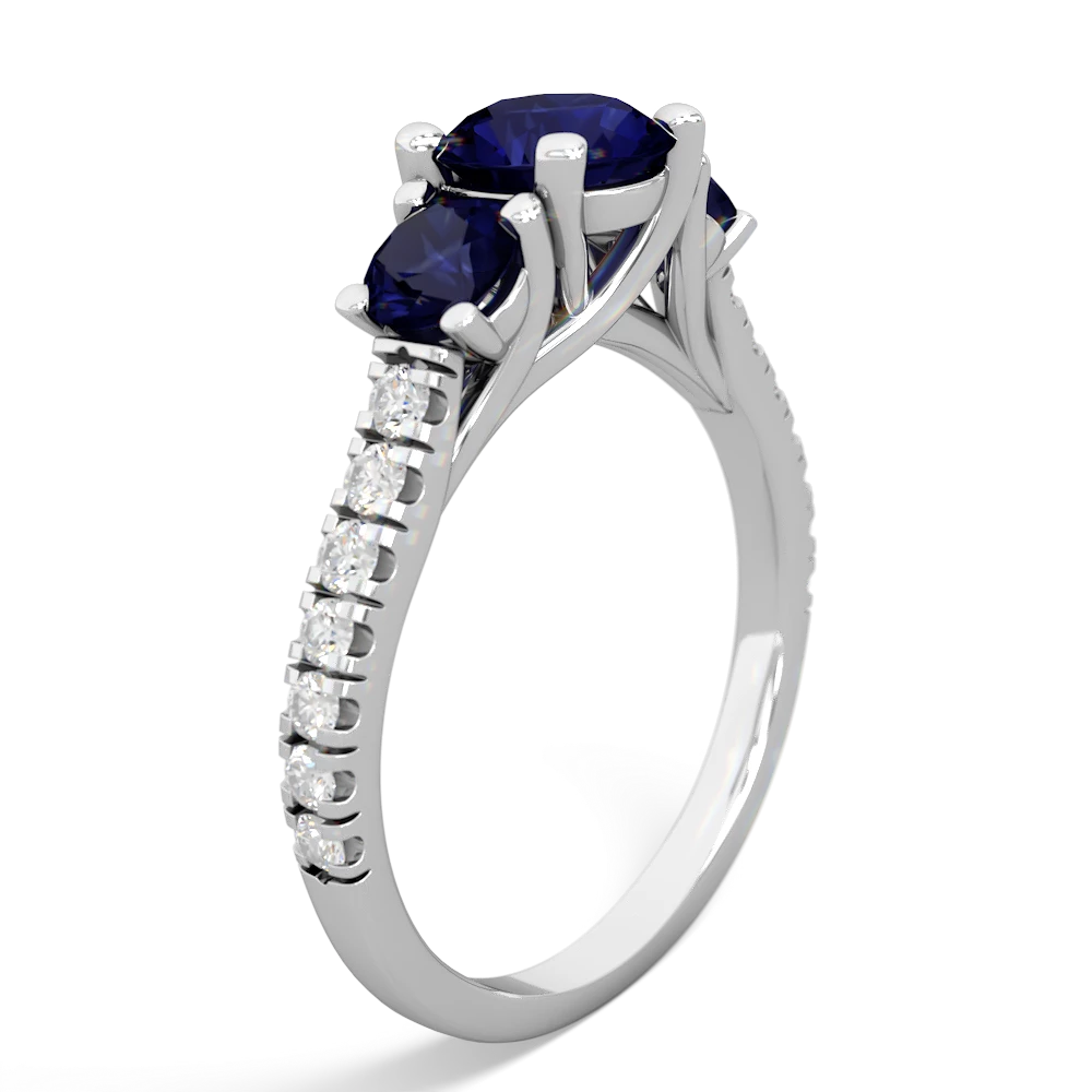 Lab Sapphire Pave Trellis 14K White Gold ring R5500