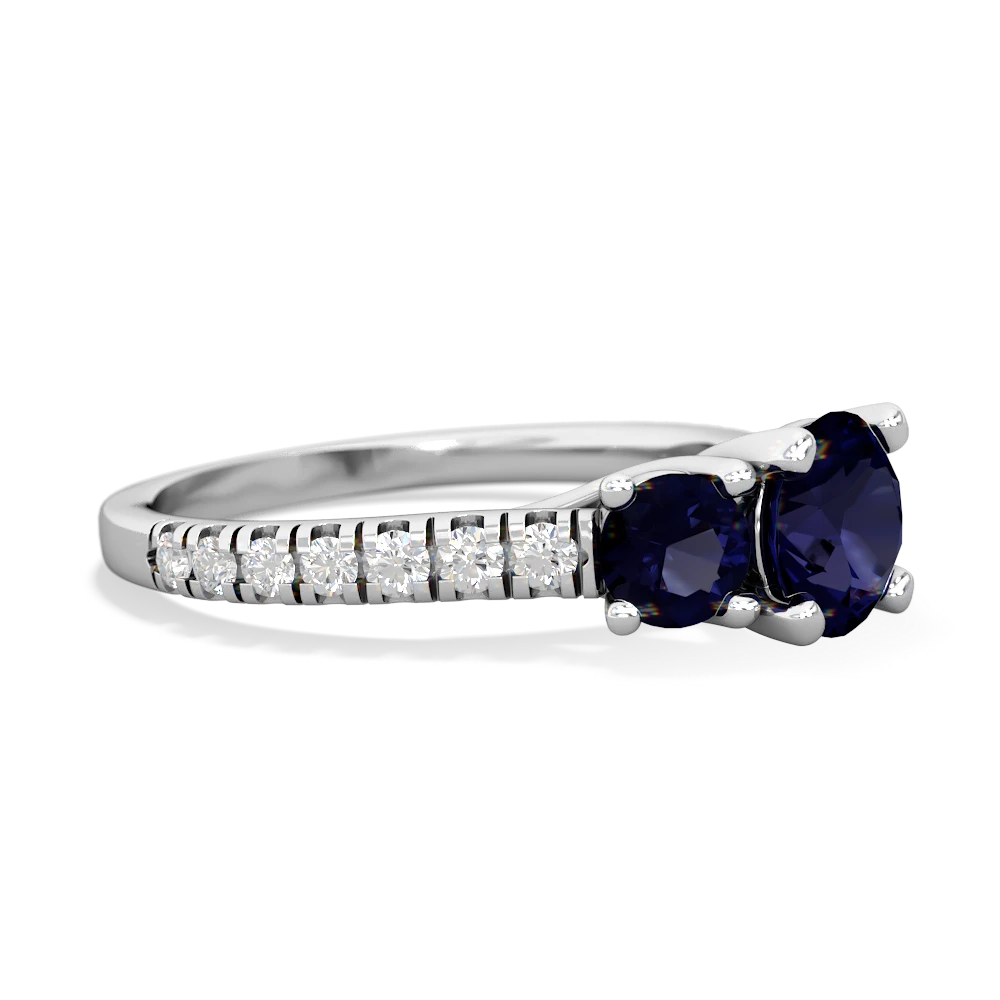 Lab Sapphire Pave Trellis 14K White Gold ring R5500