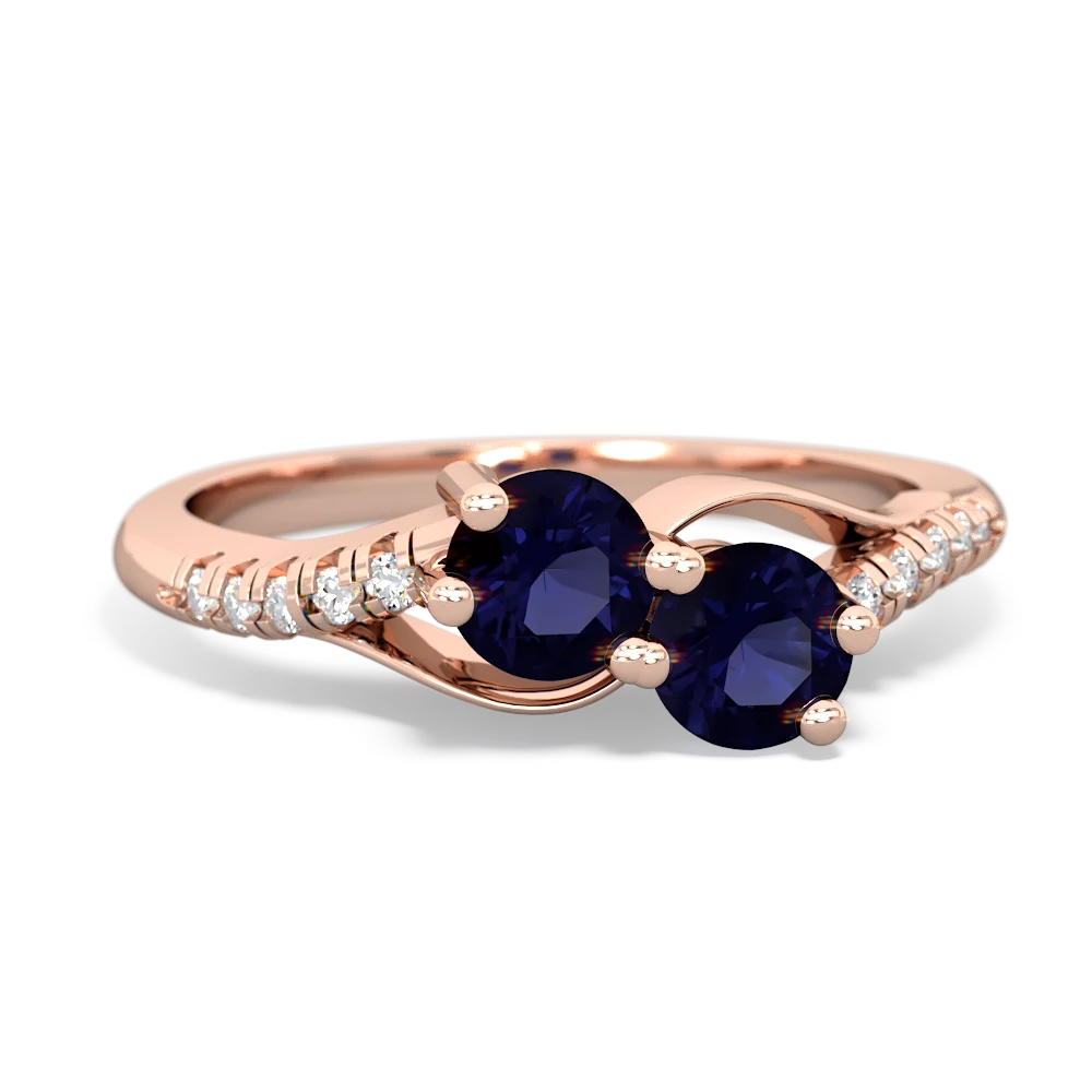 Sapphire Infinity Pave Two Stone 14K Rose Gold ring R5285