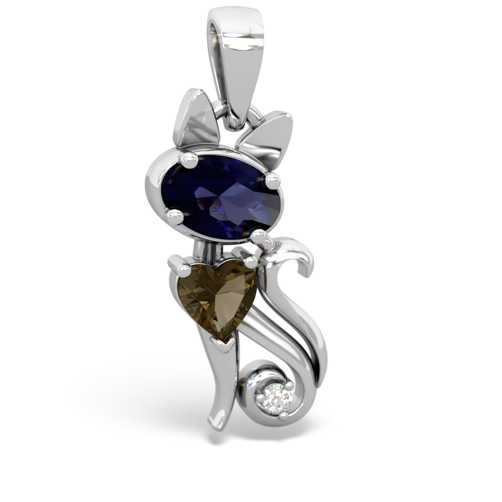 Sapphire Kitten 14K White Gold pendant P5780