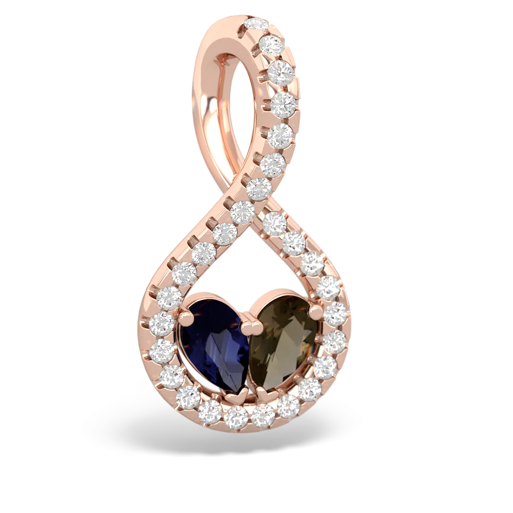 Sapphire Pave Twist 'One Heart' 14K Rose Gold pendant P5360