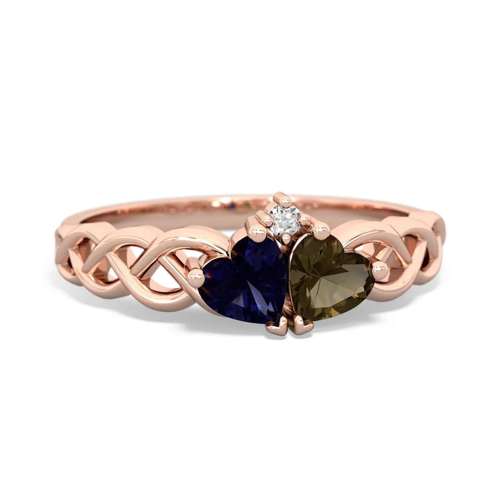 Sapphire Heart To Heart Braid 14K Rose Gold ring R5870