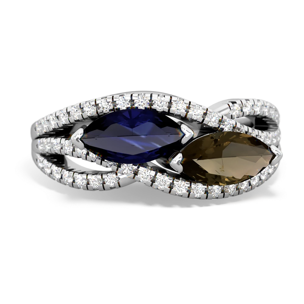 Sapphire Diamond Rivers 14K White Gold ring R3070