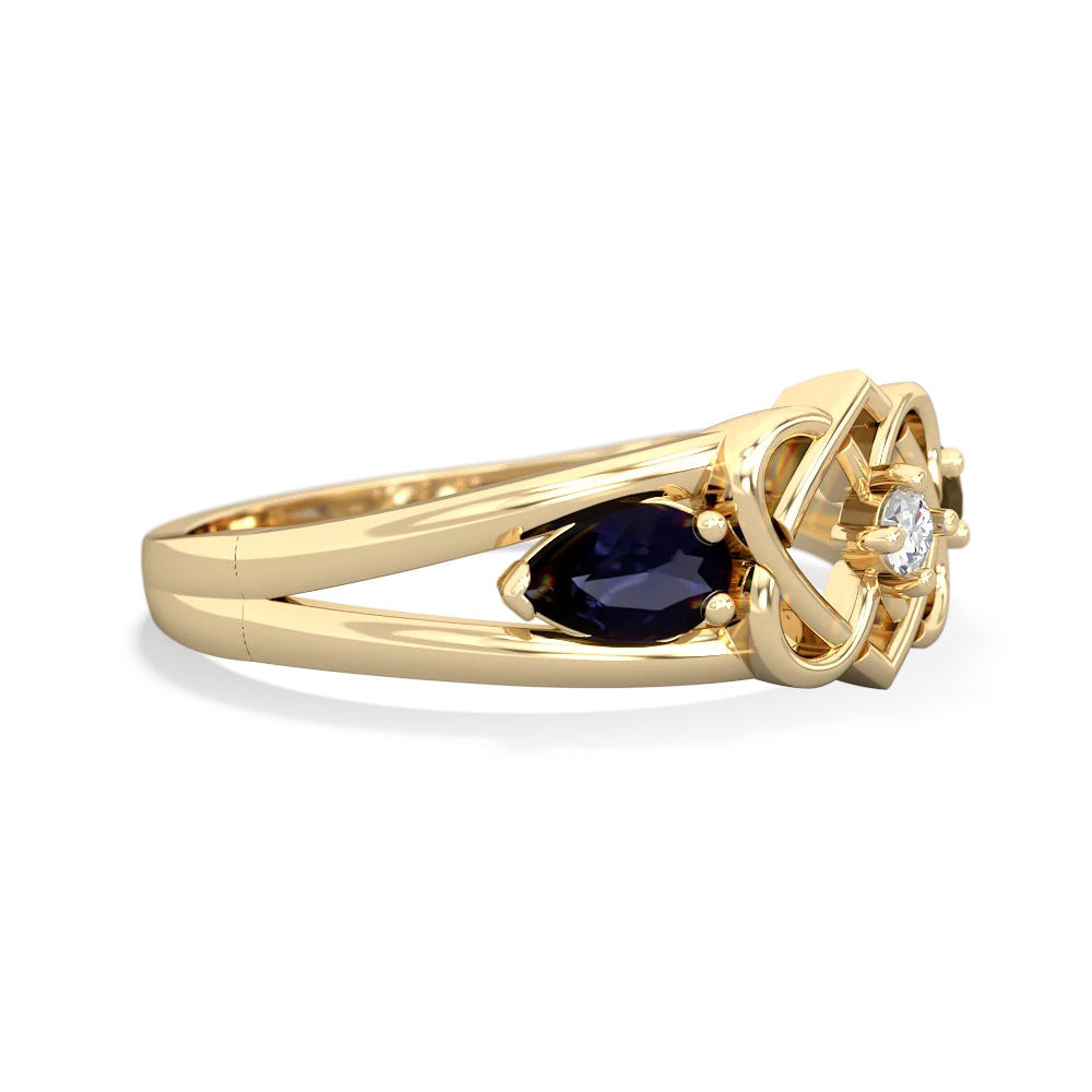 Sapphire Hearts Intertwined 14K Yellow Gold ring R5880