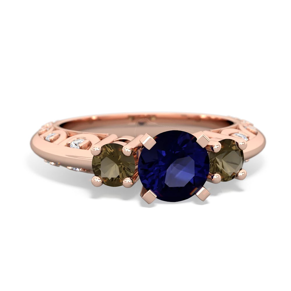 Sapphire Art Deco Eternal Embrace Engagement 14K Rose Gold ring C2003