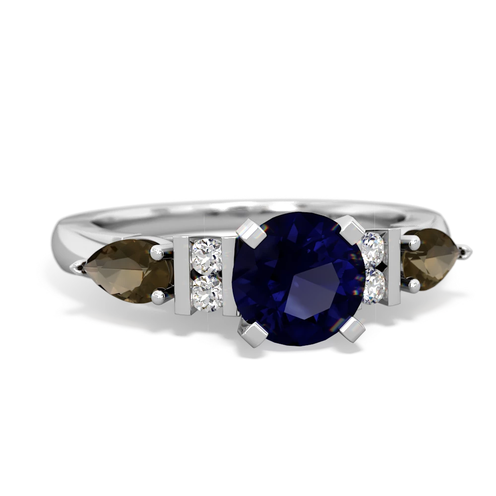 Sapphire 6Mm Round Eternal Embrace Engagement 14K White Gold ring R2005