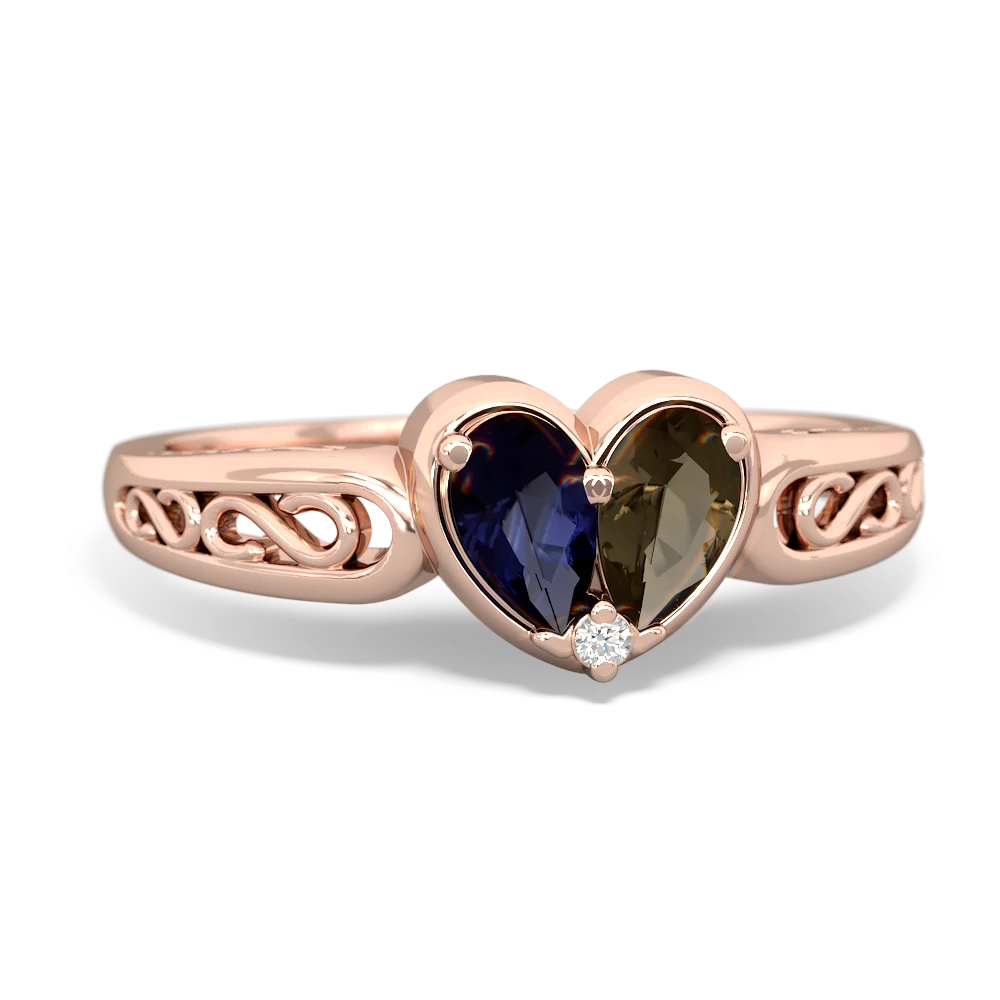 Sapphire Filligree 'One Heart' 14K Rose Gold ring R5070