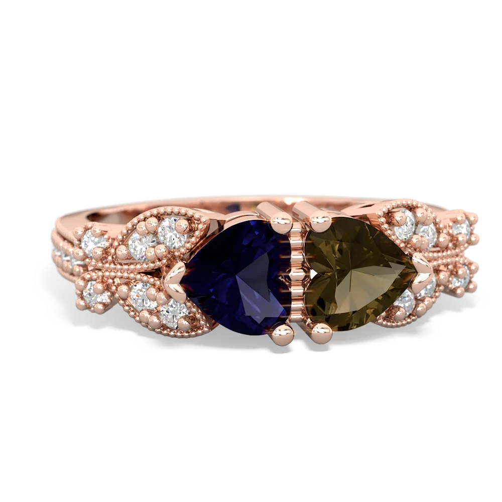 Sapphire Diamond Butterflies 14K Rose Gold ring R5601