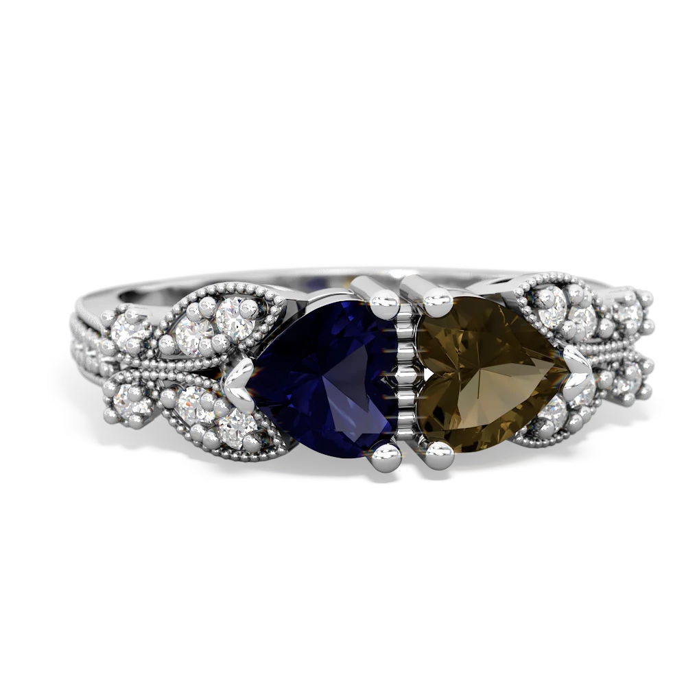 Sapphire Diamond Butterflies 14K White Gold ring R5601