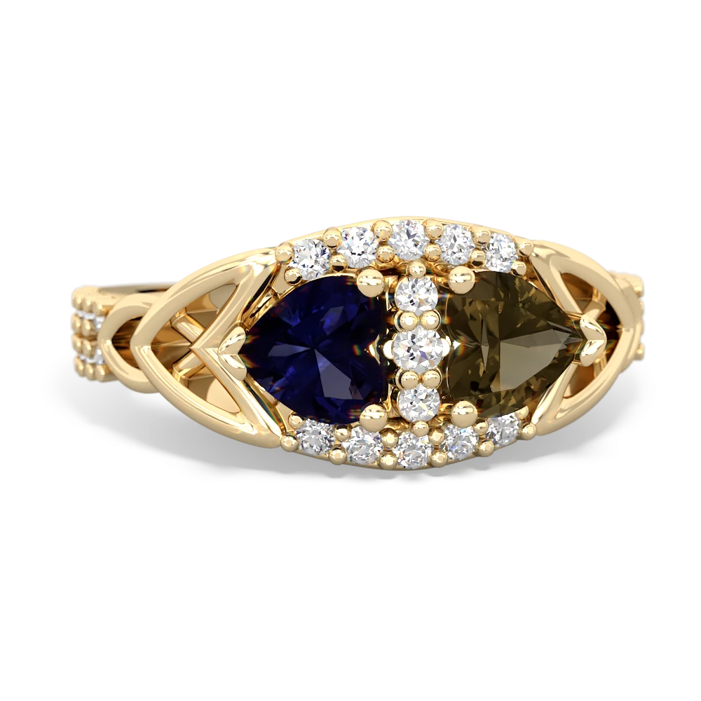 Sapphire Sparkling Celtic Knot 14K Yellow Gold ring R2645