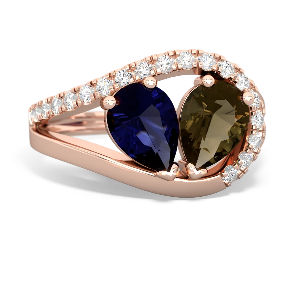 Sapphire Nestled Heart Keepsake 14K Rose Gold ring R5650