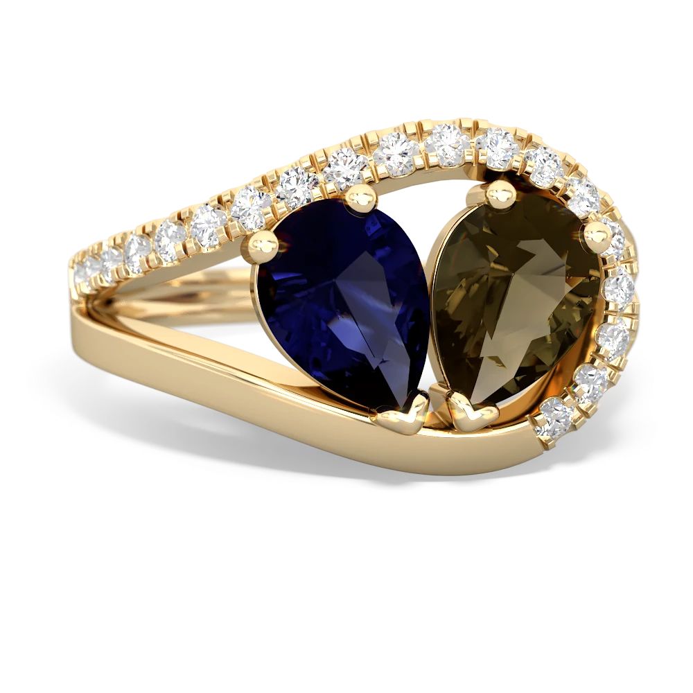 Sapphire Nestled Heart Keepsake 14K Yellow Gold ring R5650